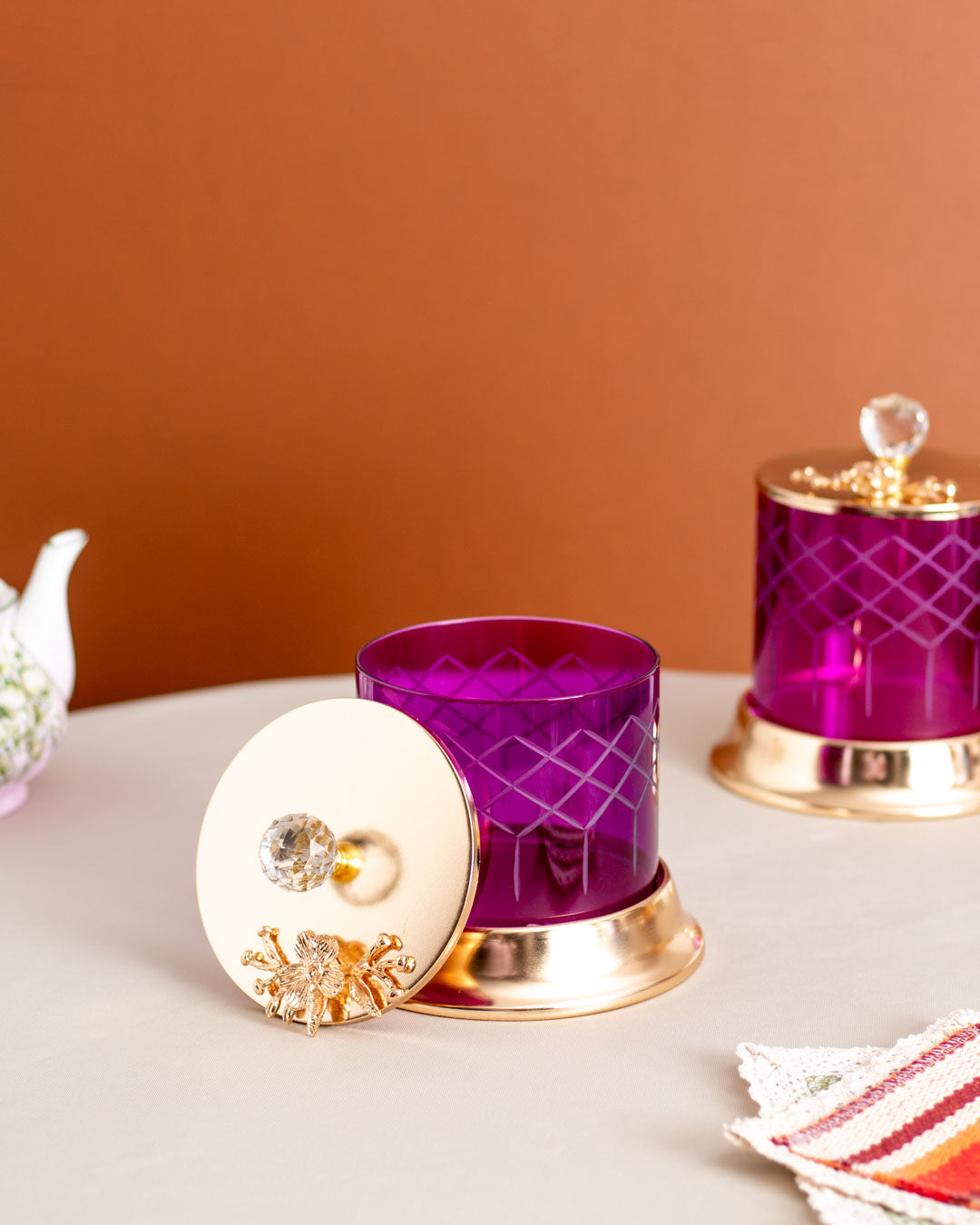 Wild Berry Ginkgo Glas mit Deckel - Groß