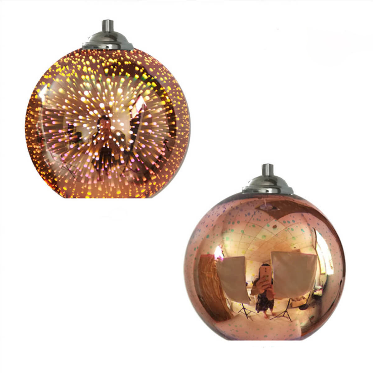 Moderne kreative 3D bunte Feuerwerksglas 1-Licht Kuppel Pendelleuchte