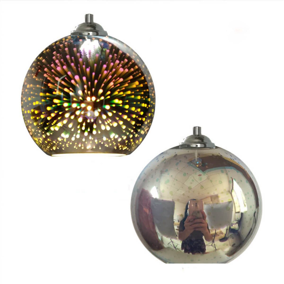Moderne kreative 3D bunte Feuerwerksglas 1-Licht Kuppel Pendelleuchte