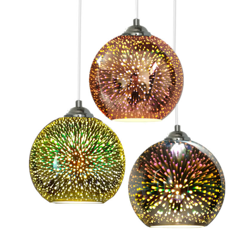 Moderne kreative 3D bunte Feuerwerksglas 1-Licht Kuppel Pendelleuchte