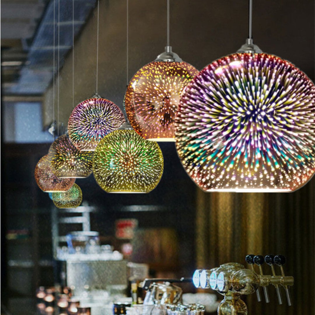 Moderne kreative 3D bunte Feuerwerksglas 1-Licht Kuppel Pendelleuchte