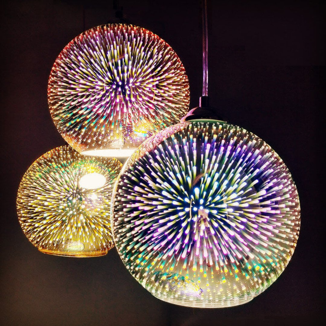 Moderne kreative 3D bunte Feuerwerksglas 1-Licht Kuppel Pendelleuchte