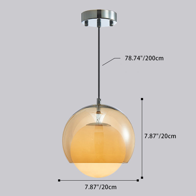 Zeitgenössische skandinavische sphärische Eisen-Glas 1-Licht Pendelleuchte für das Wohnzimmer