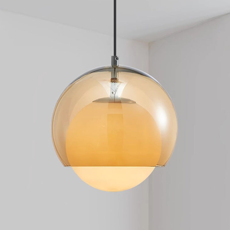 Zeitgenössische skandinavische sphärische Eisen-Glas 1-Licht Pendelleuchte für das Wohnzimmer