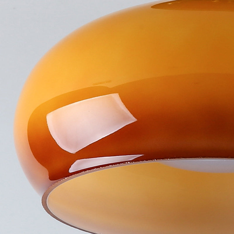 Vintage Oval Eisen Holz Glas 1-Licht Pendelleuchte für das Wohnzimmer