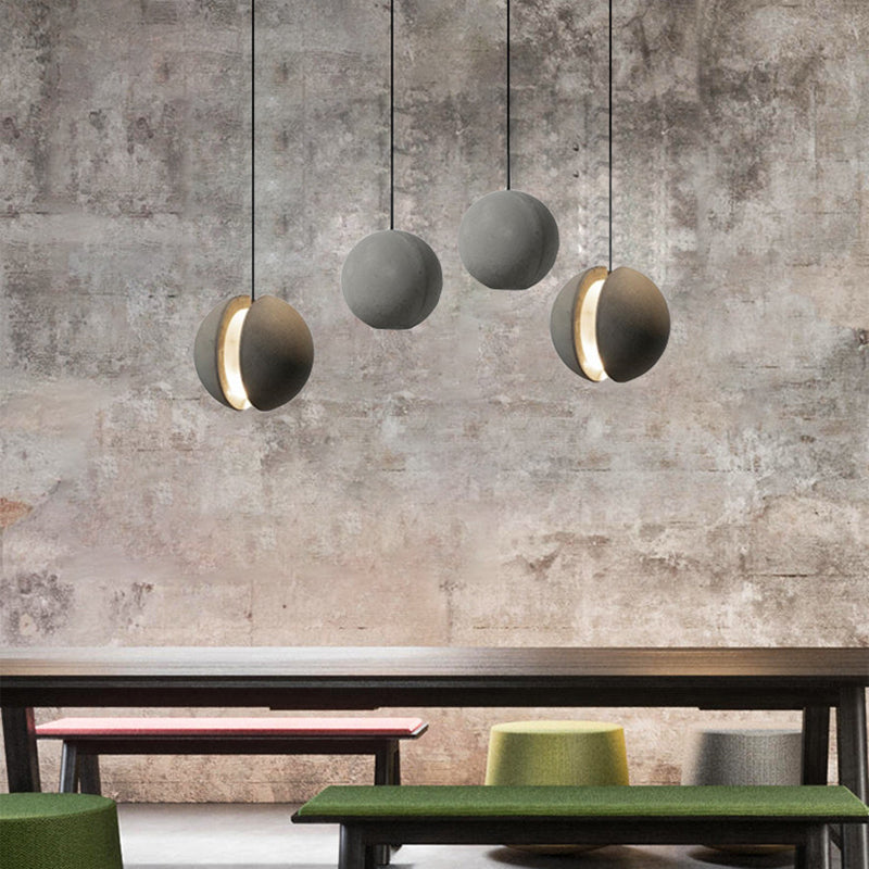 Zeitgenössische skandinavische Planeten Mond Zement Aluminium Acryl 1-Licht Pendelleuchte für das Schlafzimmer