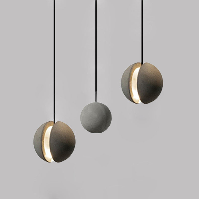 Zeitgenössische skandinavische Planeten Mond Zement Aluminium Acryl 1-Licht Pendelleuchte für das Schlafzimmer