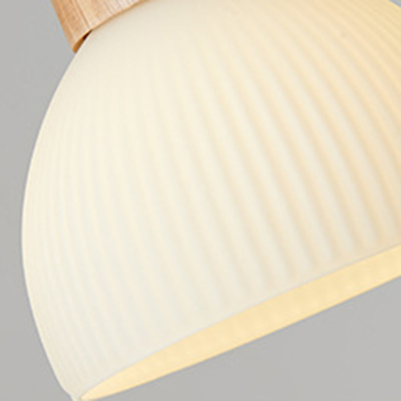 Zeitgenössische skandinavische Halbschalen vertikale Zylinder Holz Glas 1/3 Licht Pendelleuchte Insellicht für Wohnzimmer