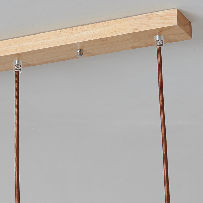 Zeitgenössische skandinavische Halbschalen vertikale Zylinder Holz Glas 1/3 Licht Pendelleuchte Insellicht für Wohnzimmer
