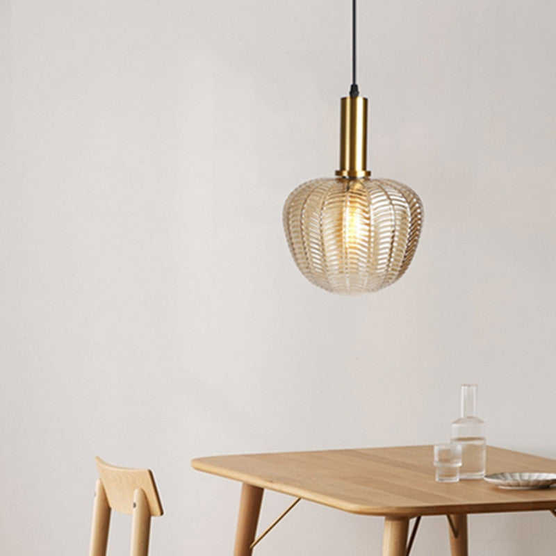 Zeitgenössische skandinavische ovale runde Säulen-Glas-Eisen 1-Licht Pendelleuchte für das Wohnzimmer