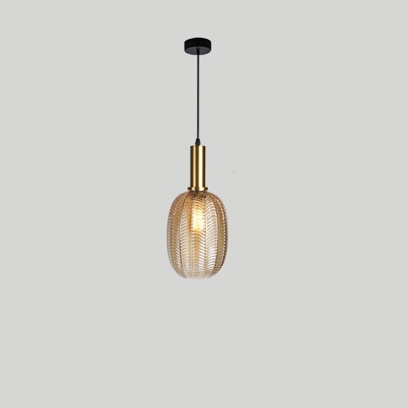 Zeitgenössische skandinavische ovale runde Säulen-Glas-Eisen 1-Licht Pendelleuchte für das Wohnzimmer