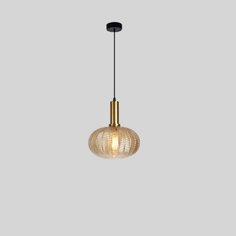 Zeitgenössische skandinavische ovale runde Säulen-Glas-Eisen 1-Licht Pendelleuchte für das Wohnzimmer