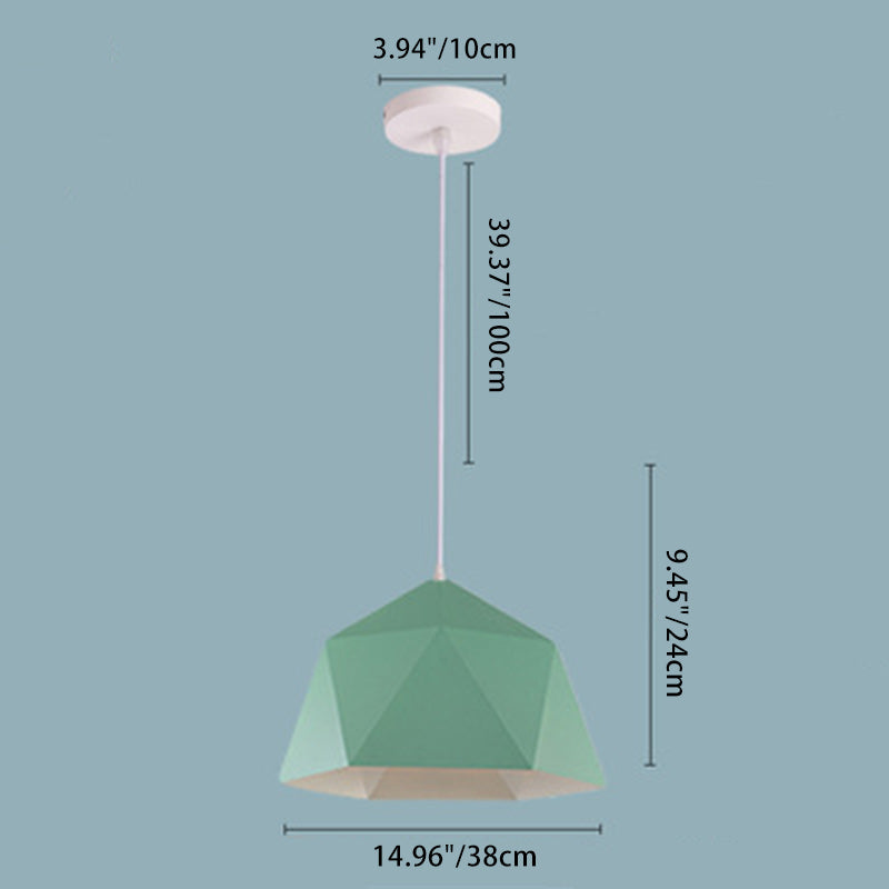 Zeitgenössische skandinavische Eisen geometrische Polygon-Rhombus 1-Licht Pendelleuchte für das Esszimmer