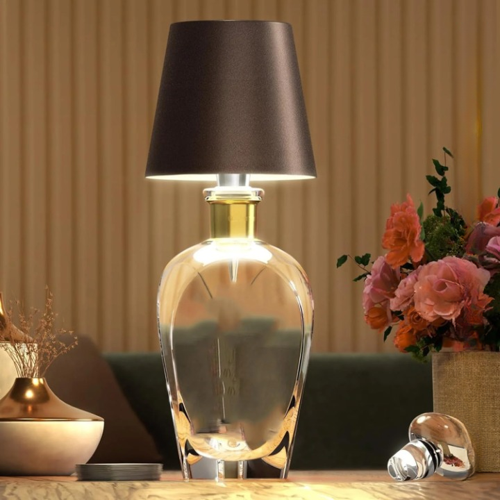 LED Flaschenlampe – Kreative, tragbare LED Tischlampe aus Glasflasche mit Touch-Steuerung und dimmbarem Licht für stilvolle Beleuchtung drinnen und draußen