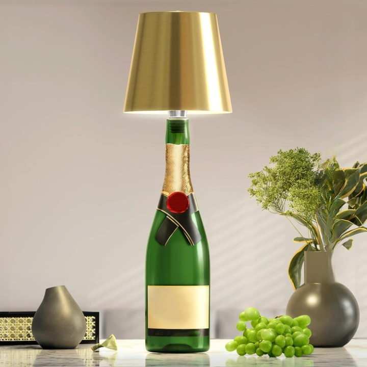 LED Flaschenlampe – Kreative, tragbare LED Tischlampe aus Glasflasche mit Touch-Steuerung und dimmbarem Licht für stilvolle Beleuchtung drinnen und draußen