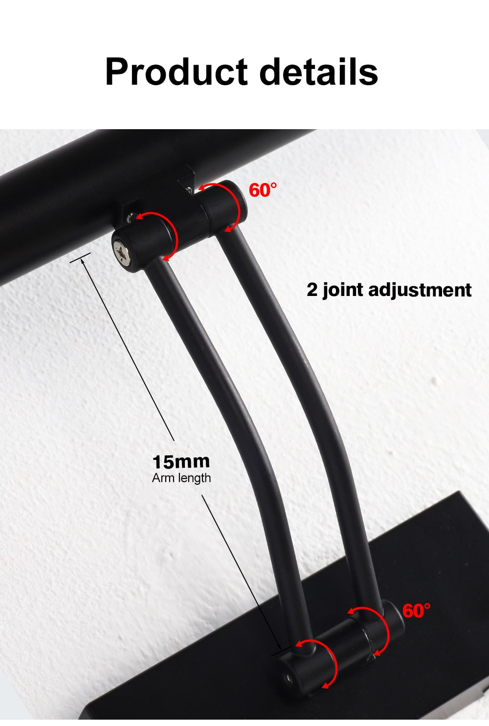 80-100cm LED Wandlampe - Moderne schwarze/silberne Wandleuchte für das Badezimmer, innen montierte Bildleuchte