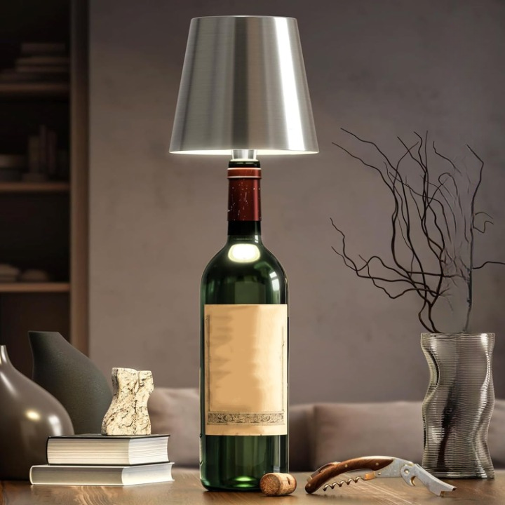 LED Flaschenlampe – Kreative, tragbare LED Tischlampe aus Glasflasche mit Touch-Steuerung und dimmbarem Licht für stilvolle Beleuchtung drinnen und draußen
