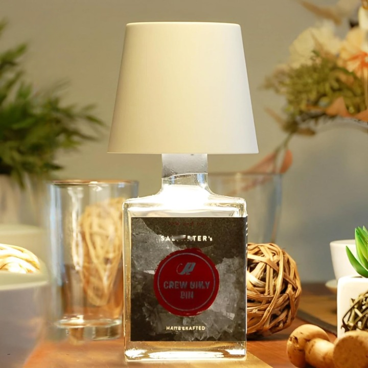 LED Flaschenlampe – Kreative, tragbare LED Tischlampe aus Glasflasche mit Touch-Steuerung und dimmbarem Licht für stilvolle Beleuchtung drinnen und draußen