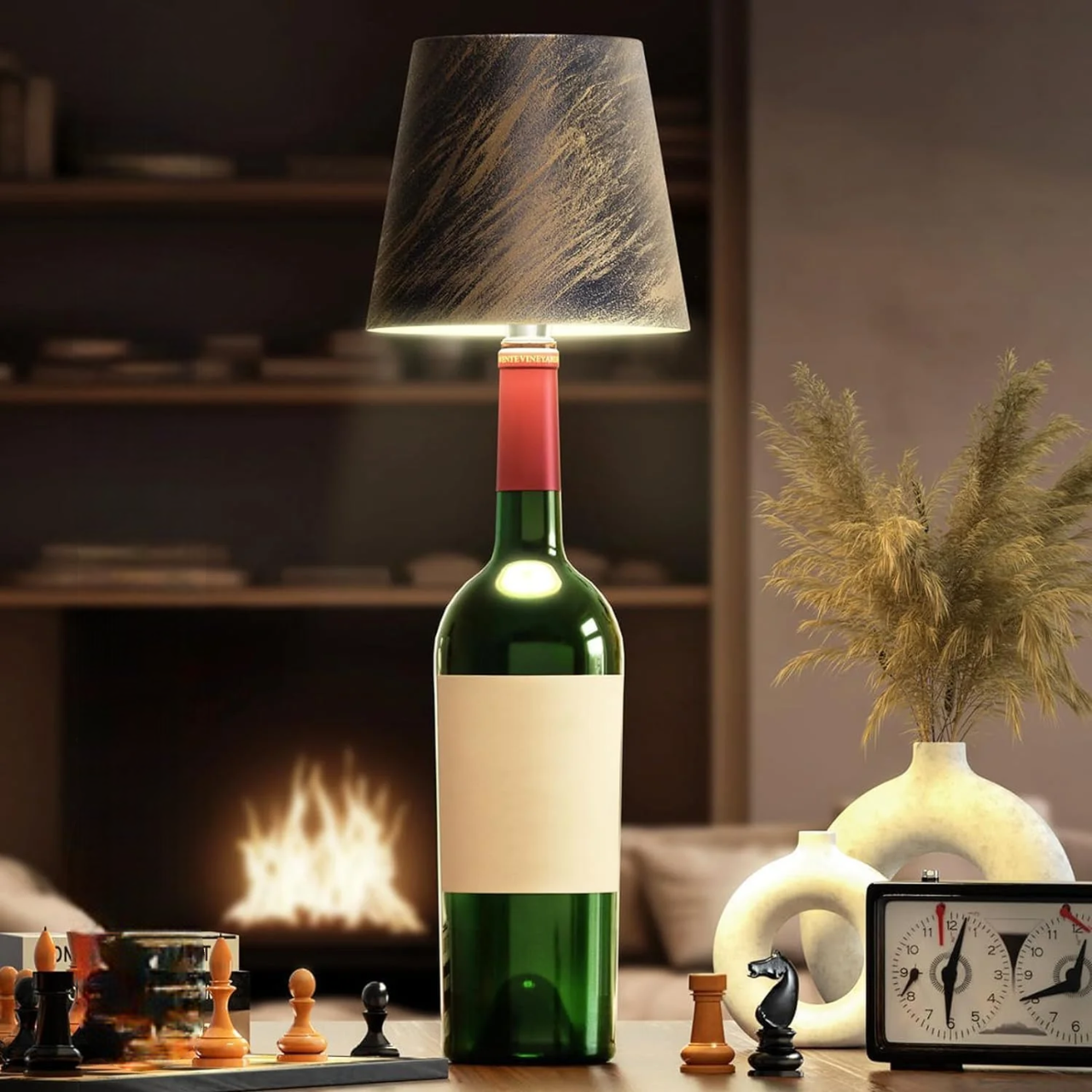 LED Flaschenlampe – Kreative, tragbare LED Tischlampe aus Glasflasche mit Touch-Steuerung und dimmbarem Licht für stilvolle Beleuchtung drinnen und draußen