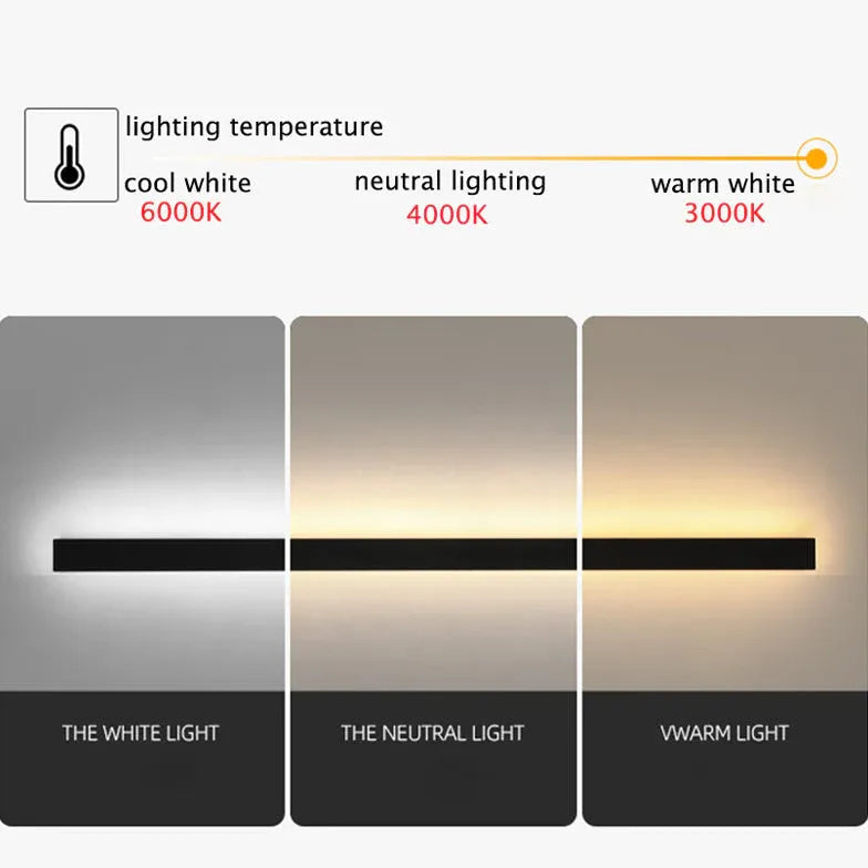Lineare schwarze minimalistische LED-Außenwandleuchte