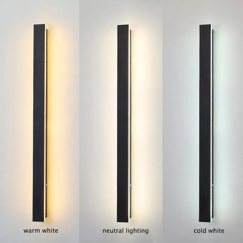 Lineare schwarze minimalistische LED-Außenwandleuchte