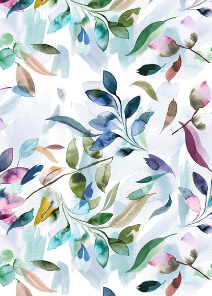 Watercolor Leaves Colorful