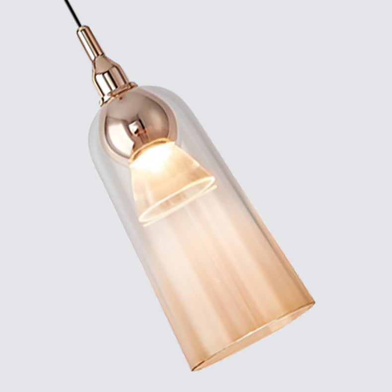 Zeitgenössischer nordischer Farbverlauf Acrylbecher Shade Aluminium LED Pendelleuchte für das Esszimmer