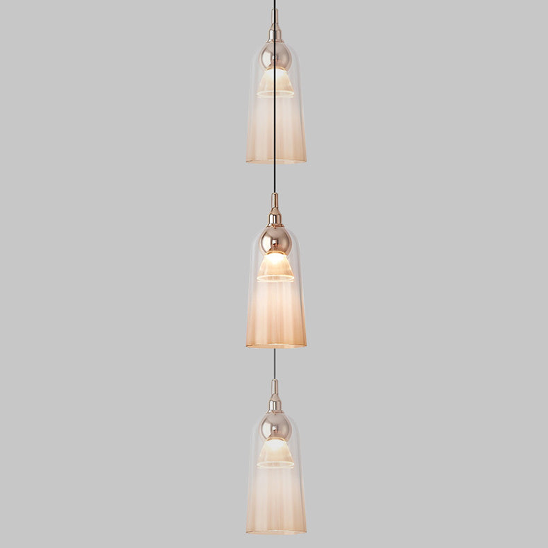 Zeitgenössischer nordischer Farbverlauf Acrylbecher Shade Aluminium LED Pendelleuchte für das Esszimmer