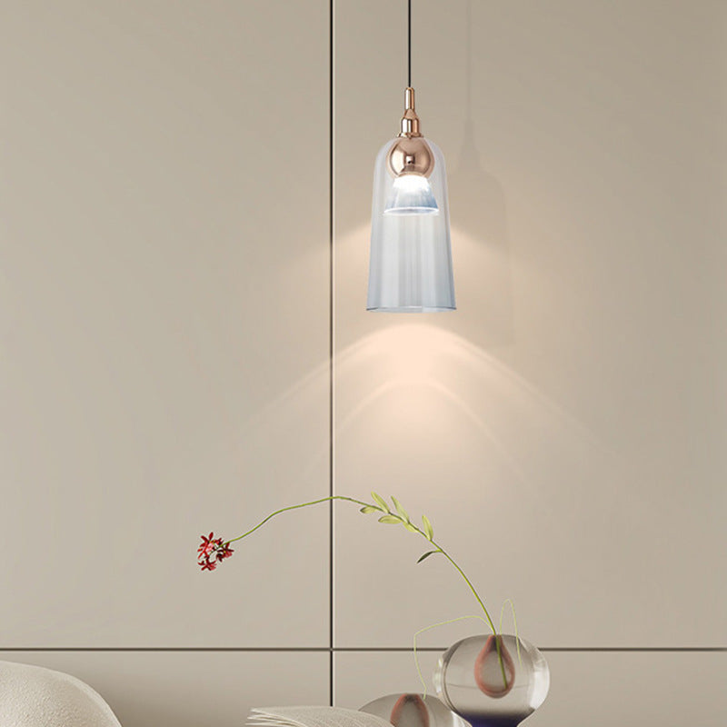 Zeitgenössischer nordischer Farbverlauf Acrylbecher Shade Aluminium LED Pendelleuchte für das Esszimmer