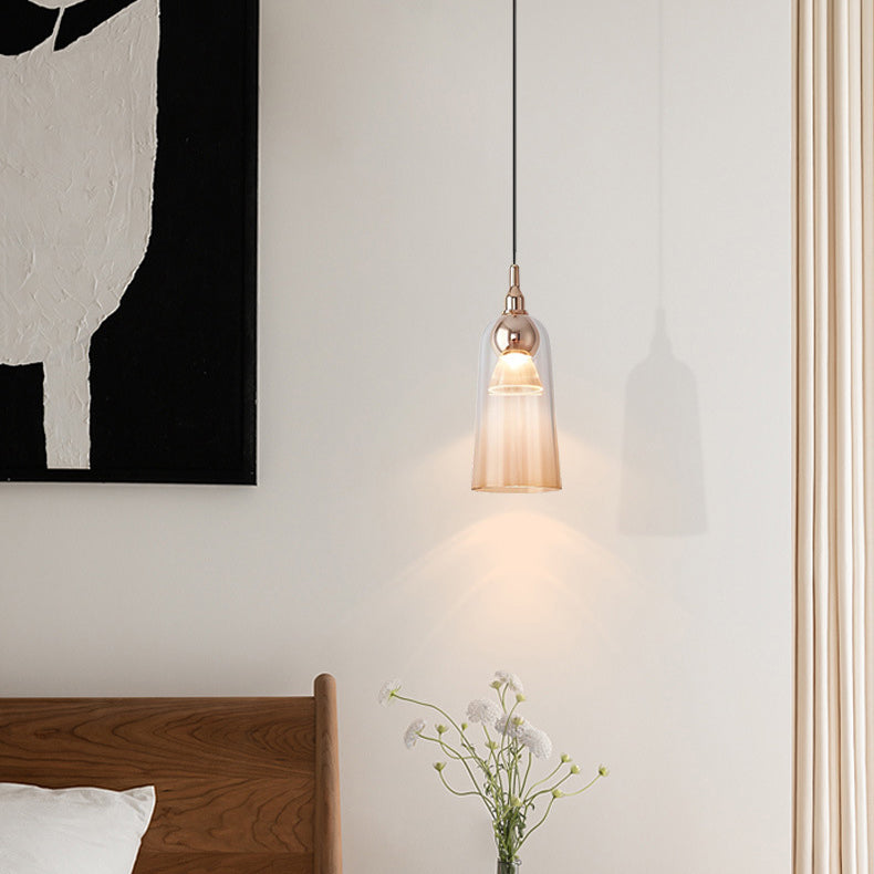 Zeitgenössischer nordischer Farbverlauf Acrylbecher Shade Aluminium LED Pendelleuchte für das Esszimmer
