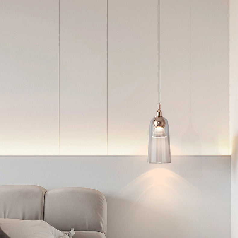 Zeitgenössischer nordischer Farbverlauf Acrylbecher Shade Aluminium LED Pendelleuchte für das Esszimmer