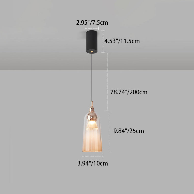 Zeitgenössischer nordischer Farbverlauf Acrylbecher Shade Aluminium LED Pendelleuchte für das Esszimmer