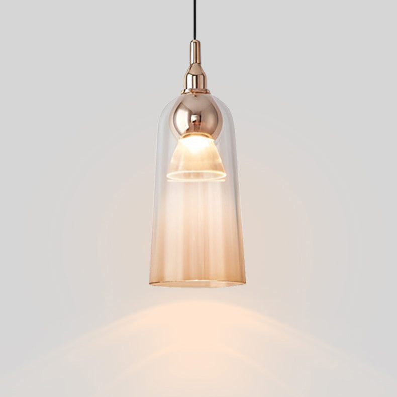 Zeitgenössischer nordischer Farbverlauf Acrylbecher Shade Aluminium LED Pendelleuchte für das Esszimmer