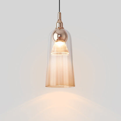 Zeitgenössischer nordischer Farbverlauf Acrylbecher Shade Aluminium LED Pendelleuchte für das Esszimmer