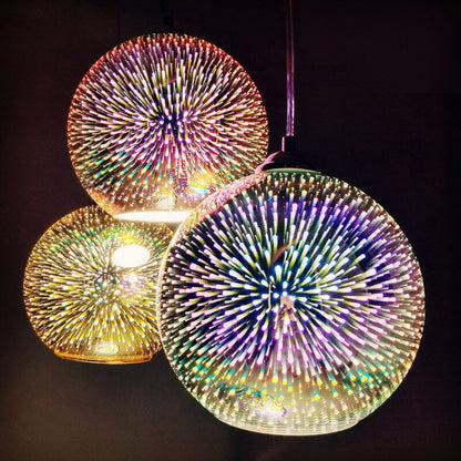 Moderne kreative 3D bunte Feuerwerksglas 1-Licht Kuppel Pendelleuchte