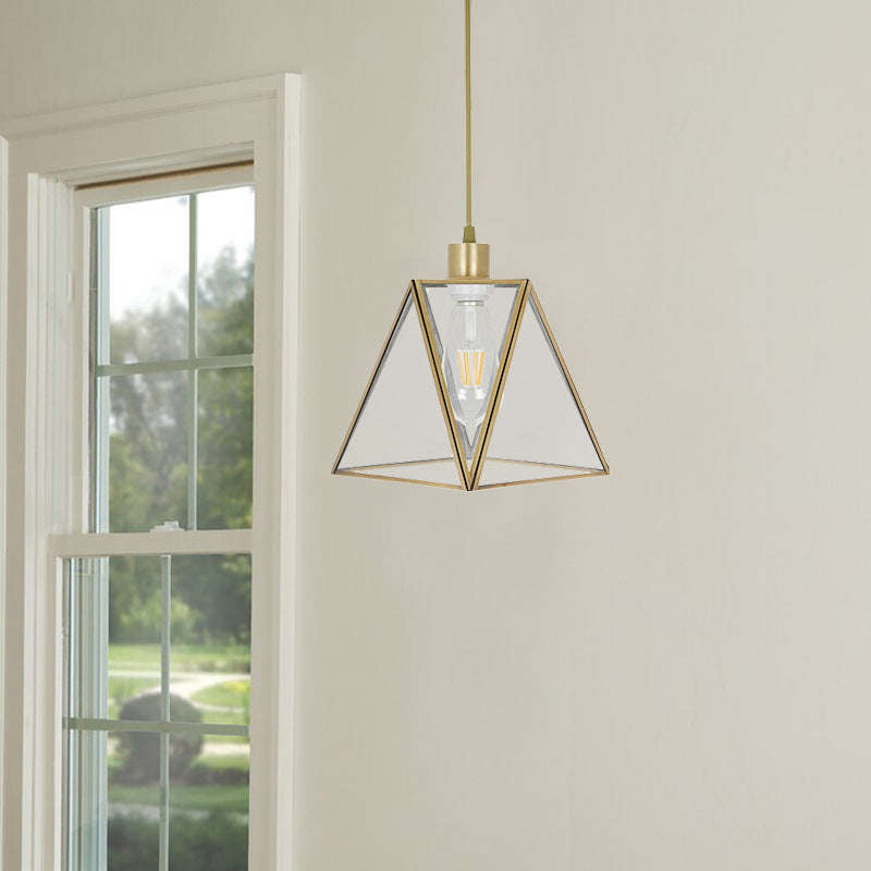 Zeitgenössischer nordischer Kegel Vollkupfer-Glaslampenschirm 1 - Licht Pendelleuchte für Esszimmer