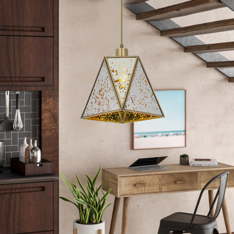 Zeitgenössischer nordischer Kegel Vollkupfer-Glaslampenschirm 1 - Licht Pendelleuchte für Esszimmer