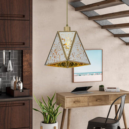 Zeitgenössischer nordischer Kegel Vollkupfer-Glaslampenschirm 1 - Licht Pendelleuchte für Esszimmer