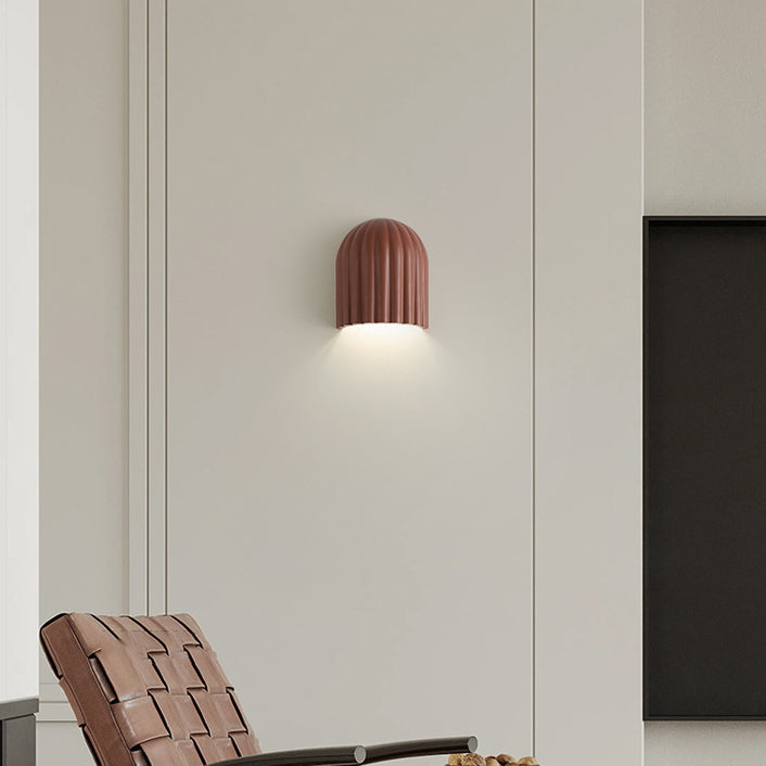 Zeitgenössischer Kreativer Creme Halbkreis Vertikale Streifen Eisen Lampenschirm 2 - Licht Wandleuchte Für Schlafzimmer