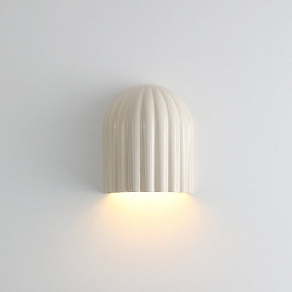 Zeitgenössischer Kreativer Creme Halbkreis Vertikale Streifen Eisen Lampenschirm 2 - Licht Wandleuchte Für Schlafzimmer