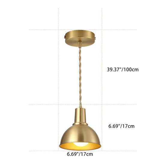 Zeitgenössische skandinavische Trommel Kupfer 1-Light Pendelleuchte für Wohnzimmer