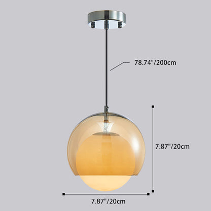 Zeitgenössische skandinavische sphärische Eisen-Glas 1-Licht Pendelleuchte für das Wohnzimmer