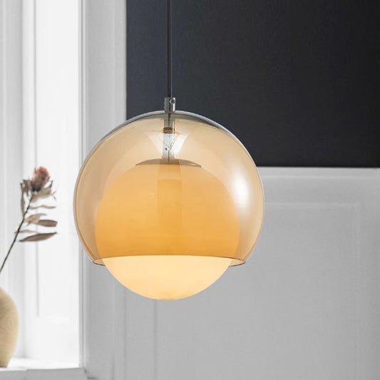 Zeitgenössische skandinavische sphärische Eisen-Glas 1-Licht Pendelleuchte für das Wohnzimmer