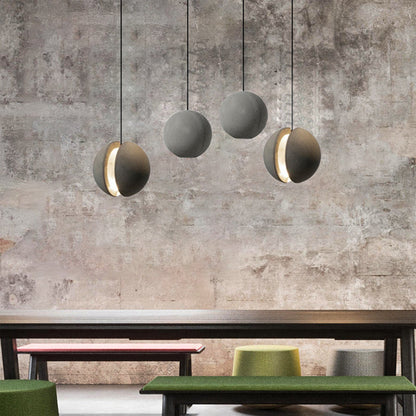 Zeitgenössische skandinavische Planeten Mond Zement Aluminium Acryl 1-Licht Pendelleuchte für das Schlafzimmer