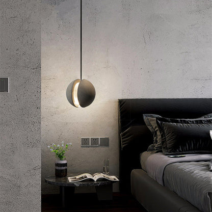 Zeitgenössische skandinavische Planeten Mond Zement Aluminium Acryl 1-Licht Pendelleuchte für das Schlafzimmer