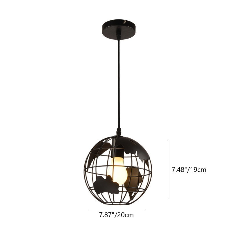 Zeitgenössische skandinavische Orb-Globus Hohler Scheibenbasis Eisen 1-Licht Pendelleuchte für das Wohnzimmer
