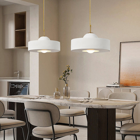 Zeitgenössische skandinavische Eisenharz runde 1-Licht Pendelleuchte für das Wohnzimmer