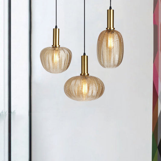 Zeitgenössische skandinavische ovale runde Säulen-Glas-Eisen 1-Licht Pendelleuchte für das Wohnzimmer