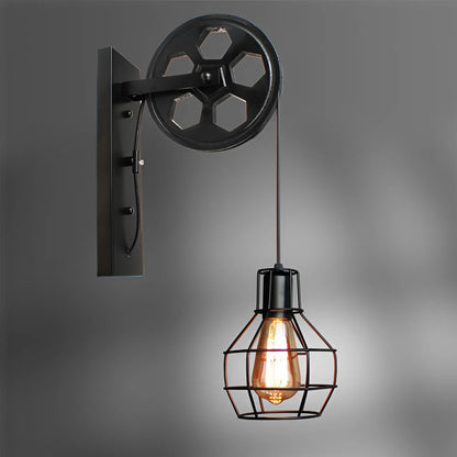 Vintage Wandleuchte mit Pulley