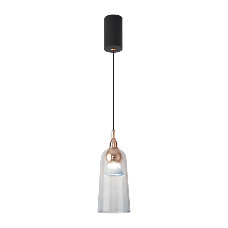 Zeitgenössischer nordischer Farbverlauf Acrylbecher Shade Aluminium LED Pendelleuchte für das Esszimmer